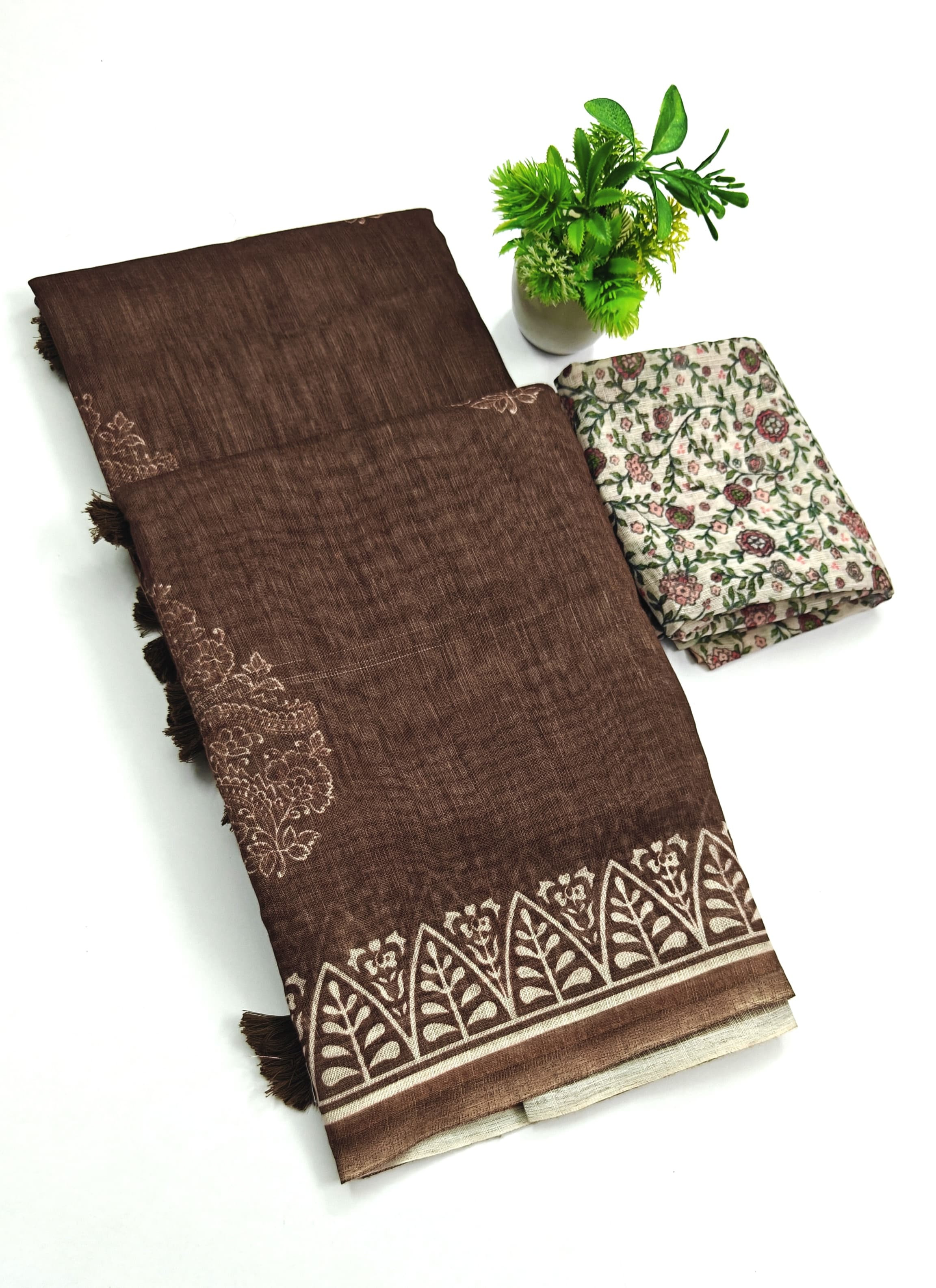 Linen cotton saree