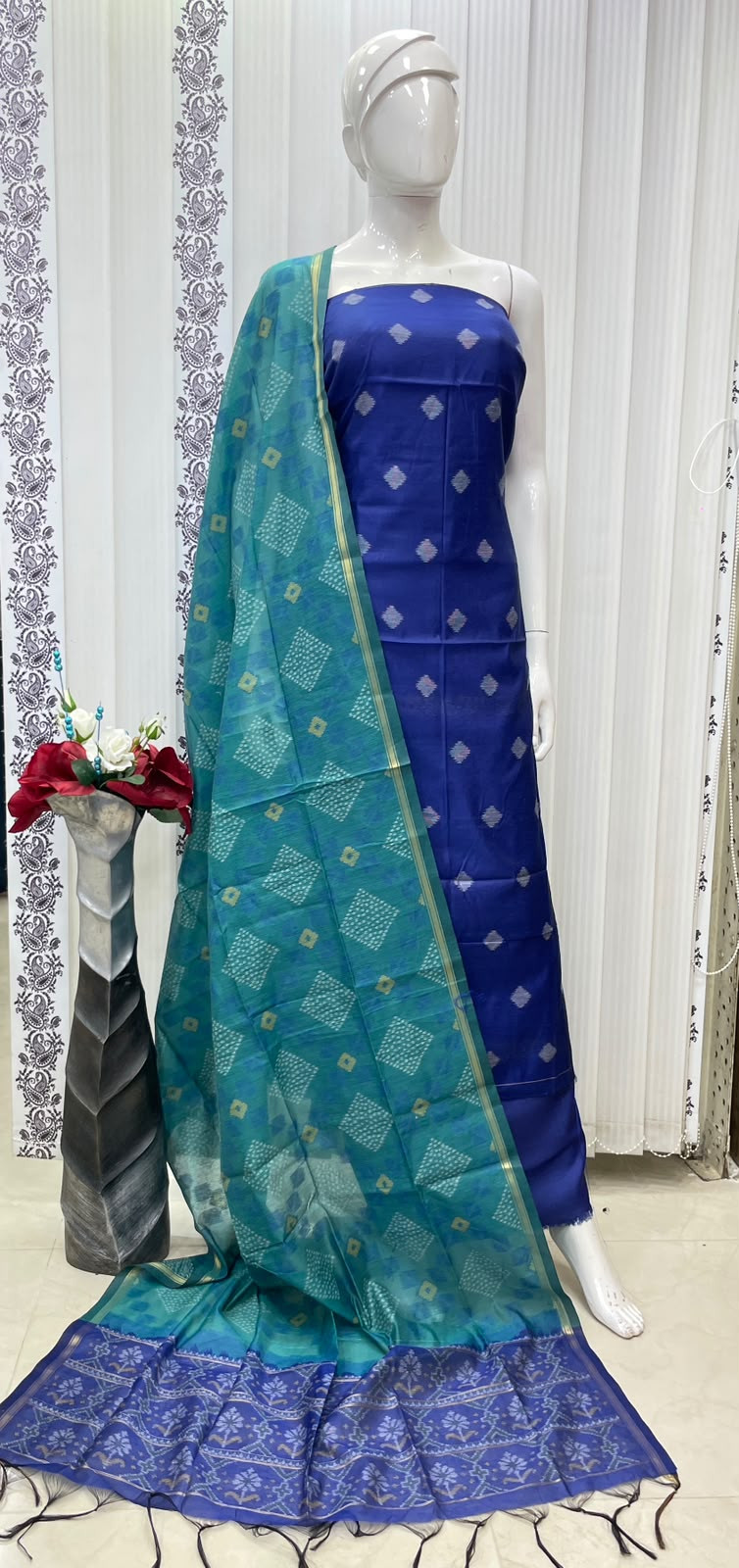Cotton silk kurti set