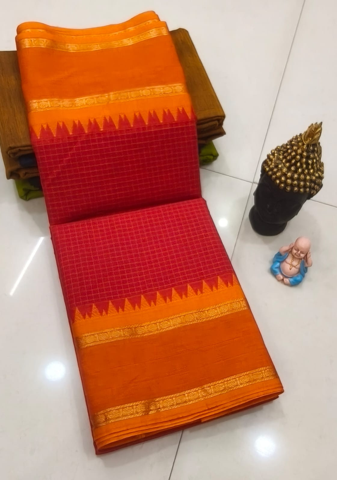Checked putta cotton saree