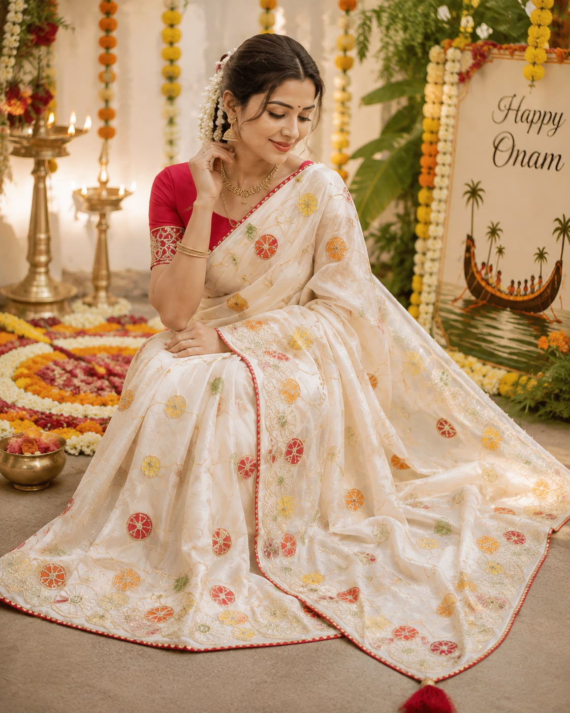 Pastel Floral Organza Saree