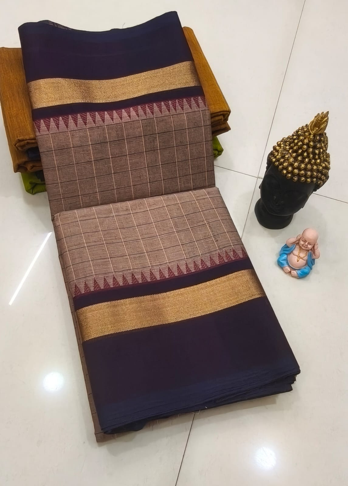 Checked putta cotton saree
