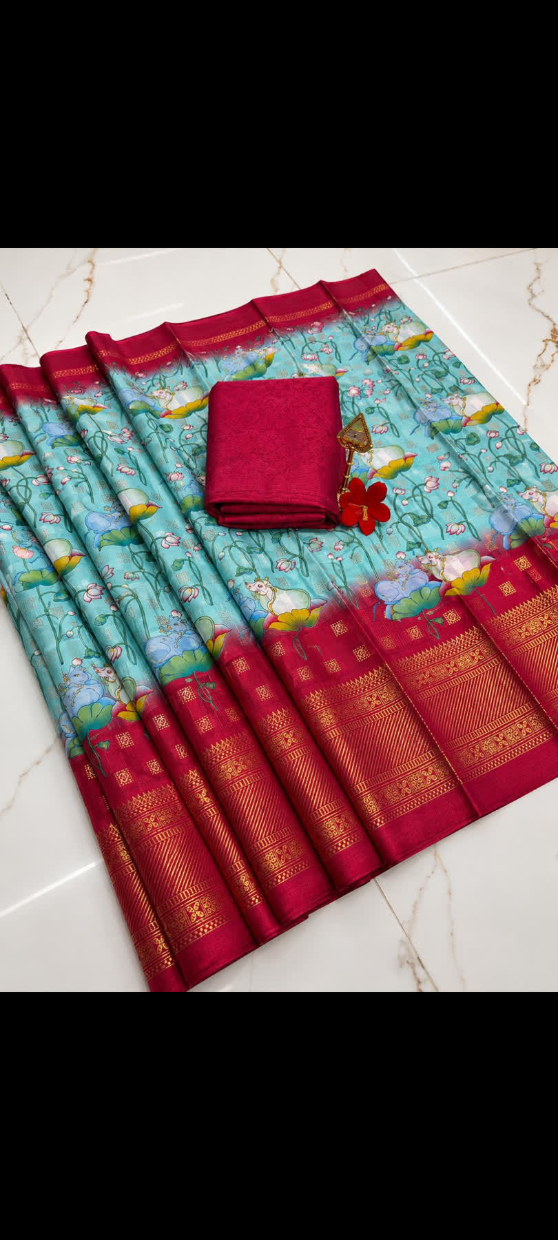 Multicolour printed small floral motifs saree