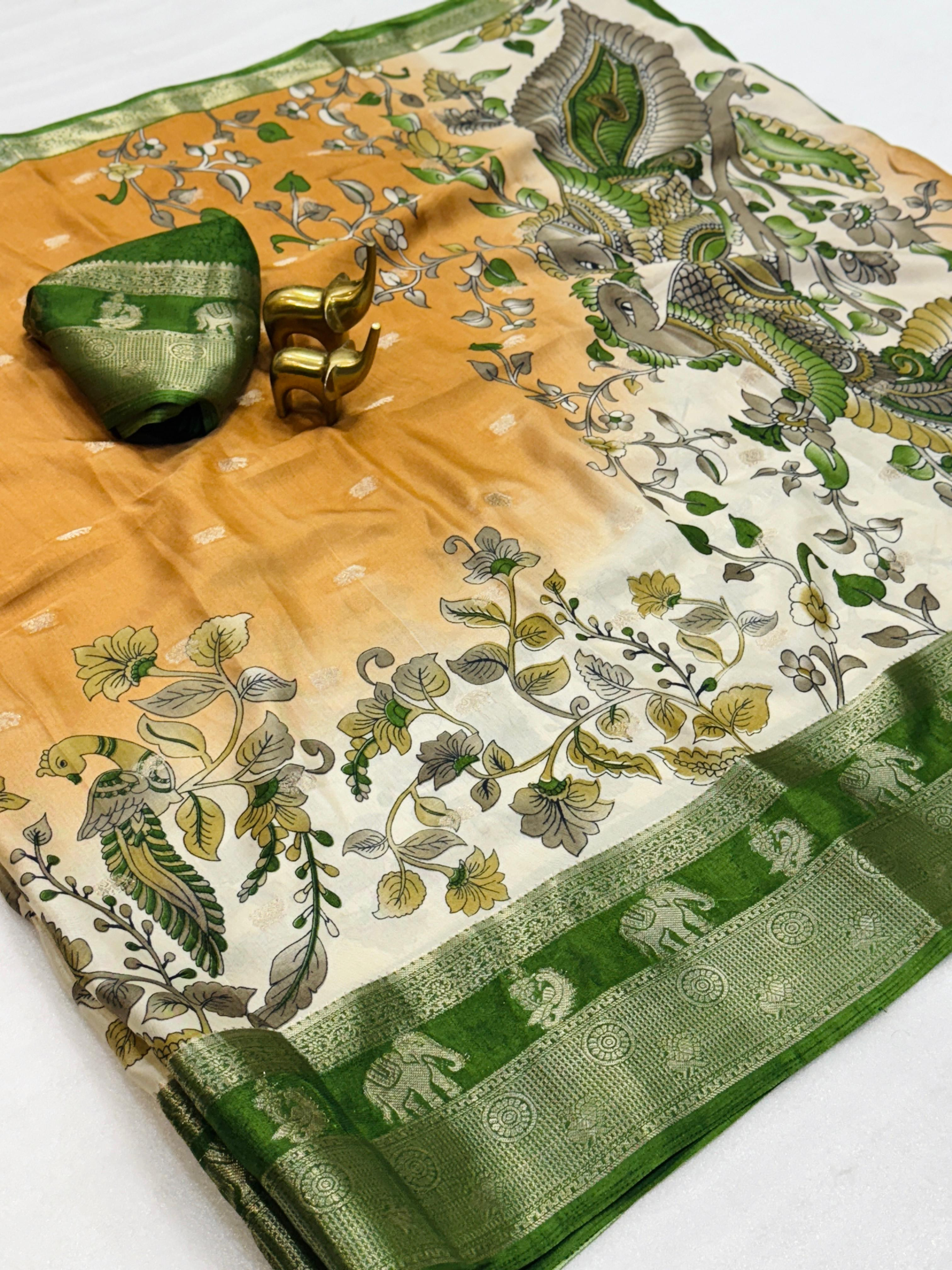 Kalmkari print saree with blause