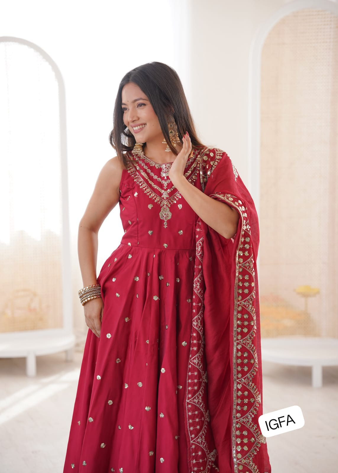 ANARKALI GOWN WITH BOTTOM AND DUPATTA