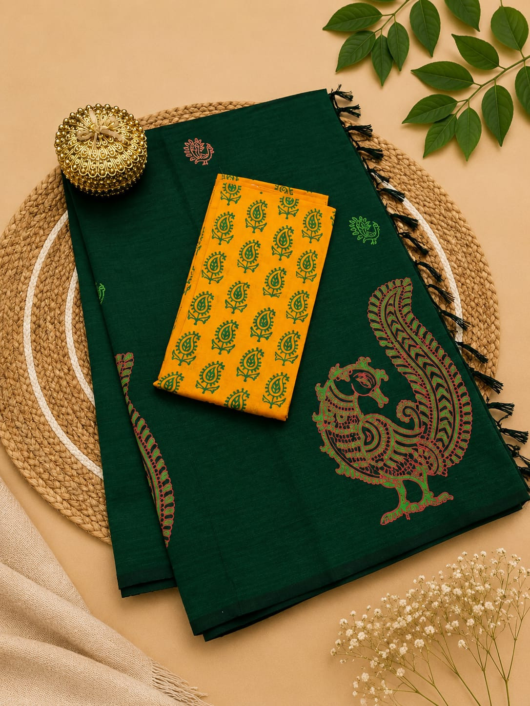 South cotton mix printed saree