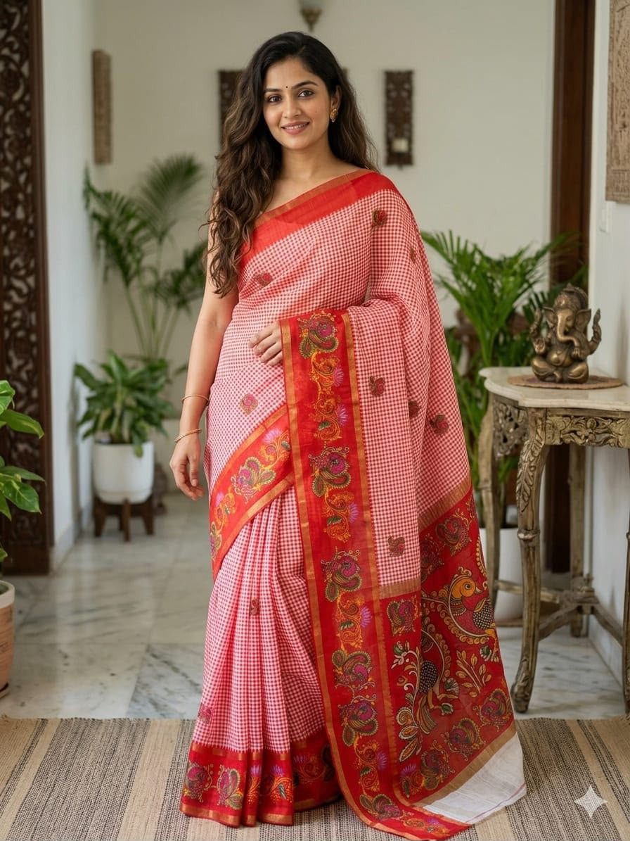 Linen cotton saree
