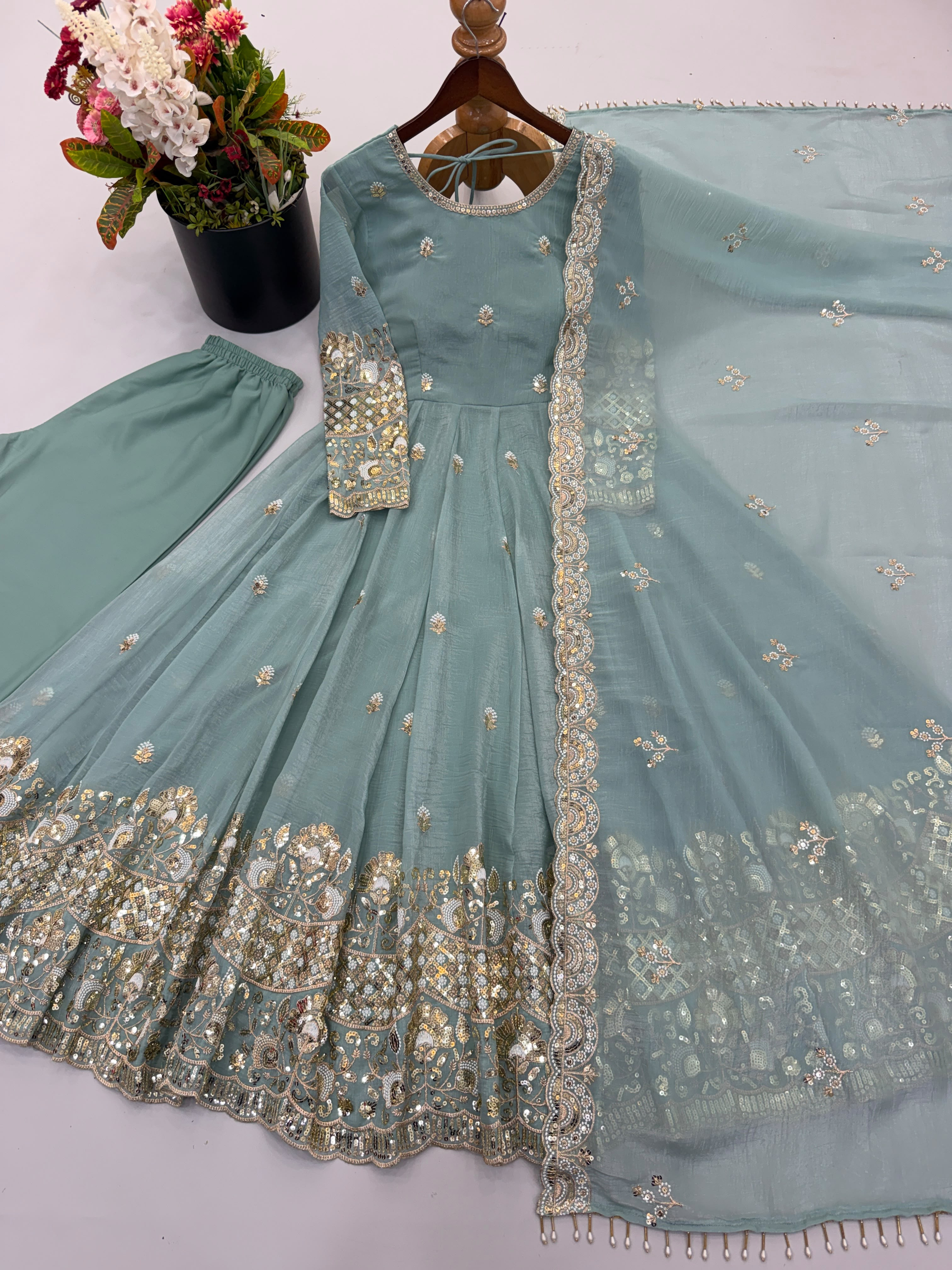 Embroidery silk woman ethnic wear