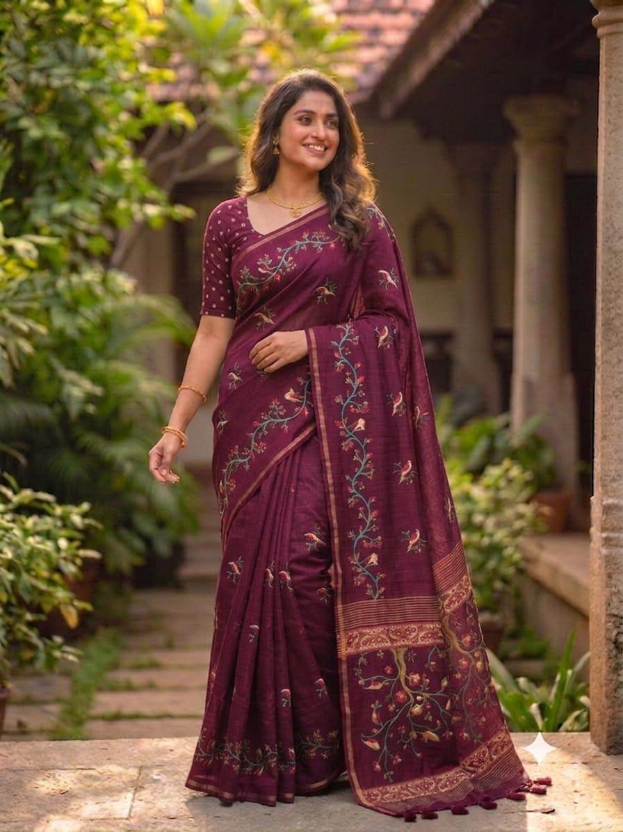 Tussar  silk cotton saree