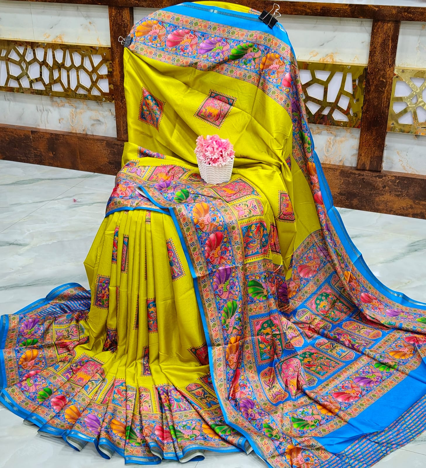 Karni silk saree with blouse pcs