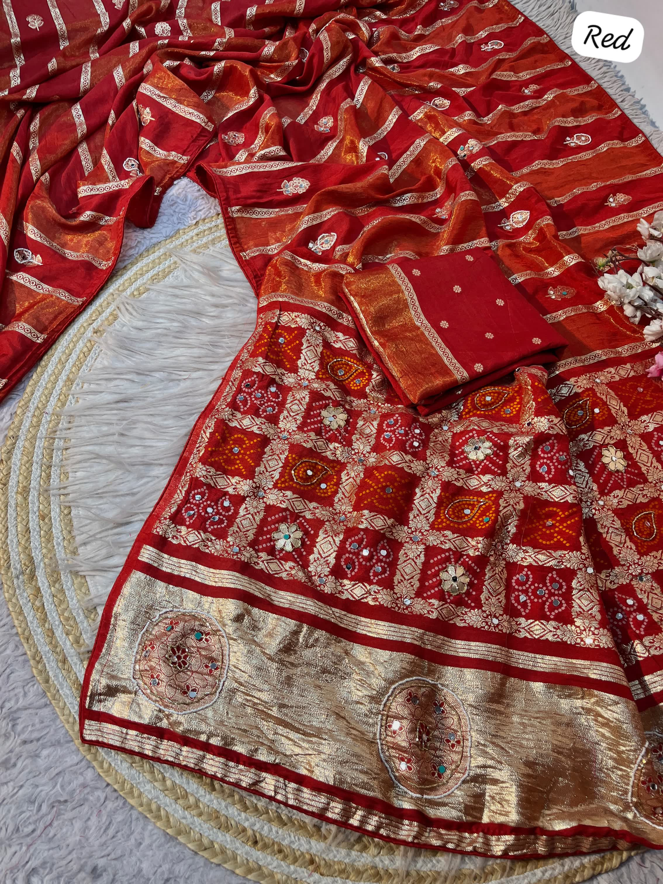 Beautiful viscose weaving with rich pallu with premium mirror work in entire saree