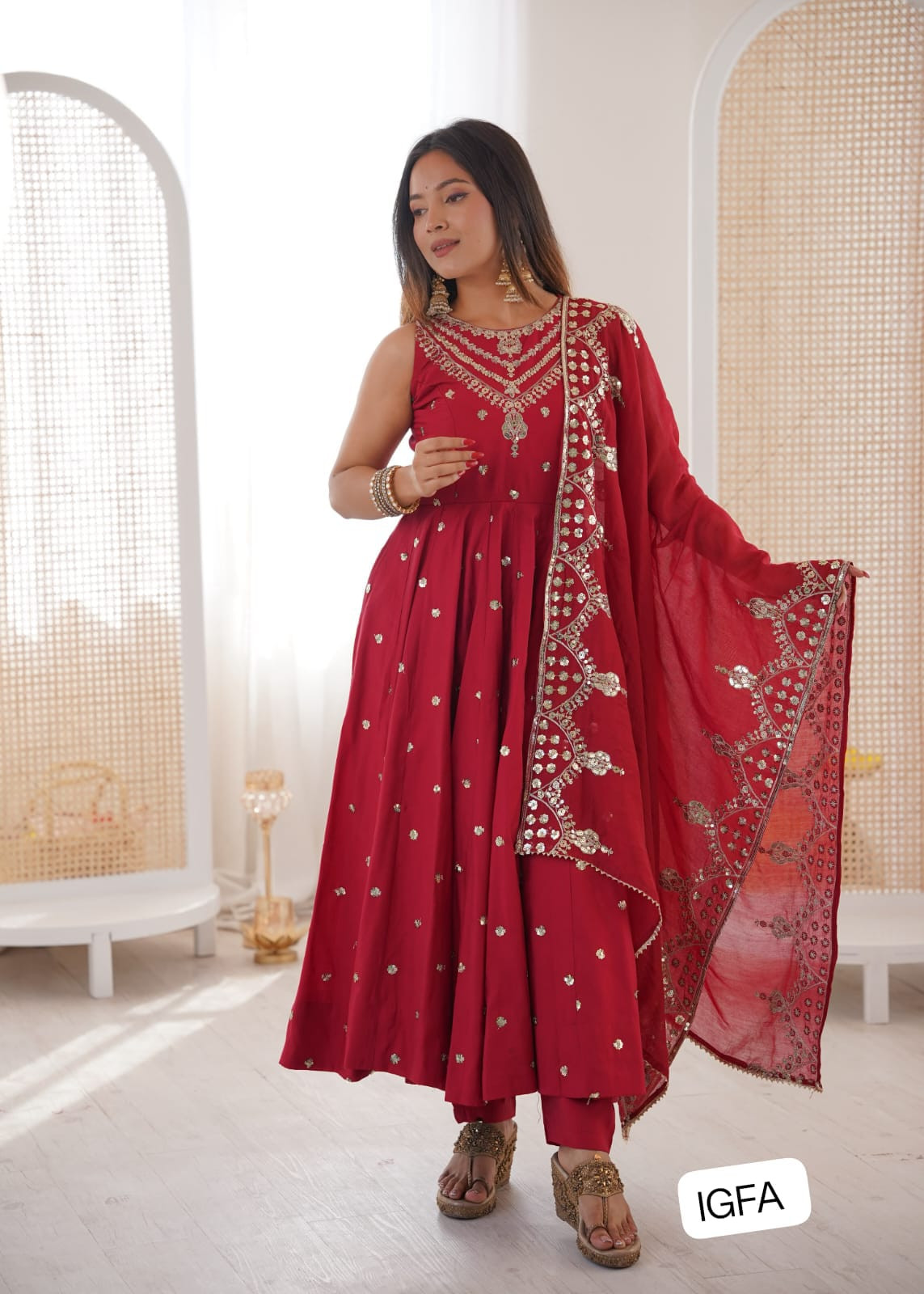 ANARKALI GOWN WITH BOTTOM AND DUPATTA
