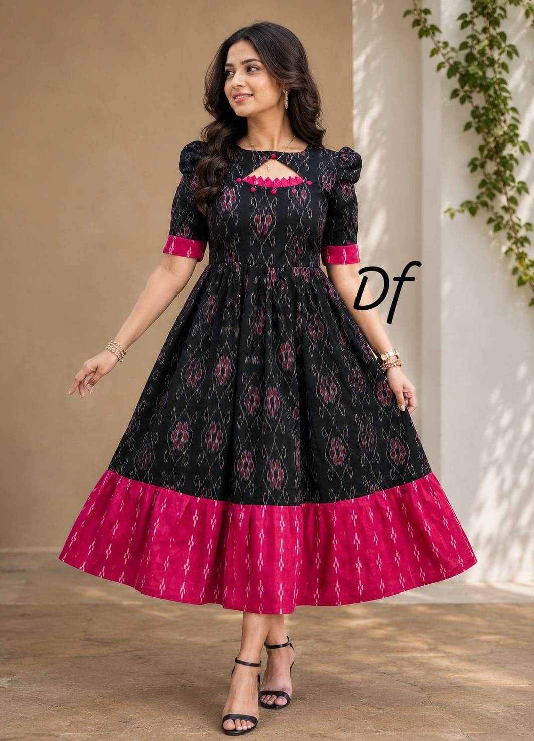 Sambalpuri cotton kurti with beautiful neck design