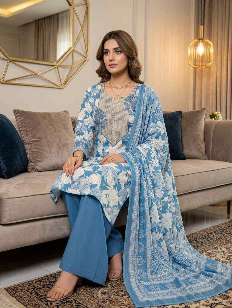Satin cotton printed suit set