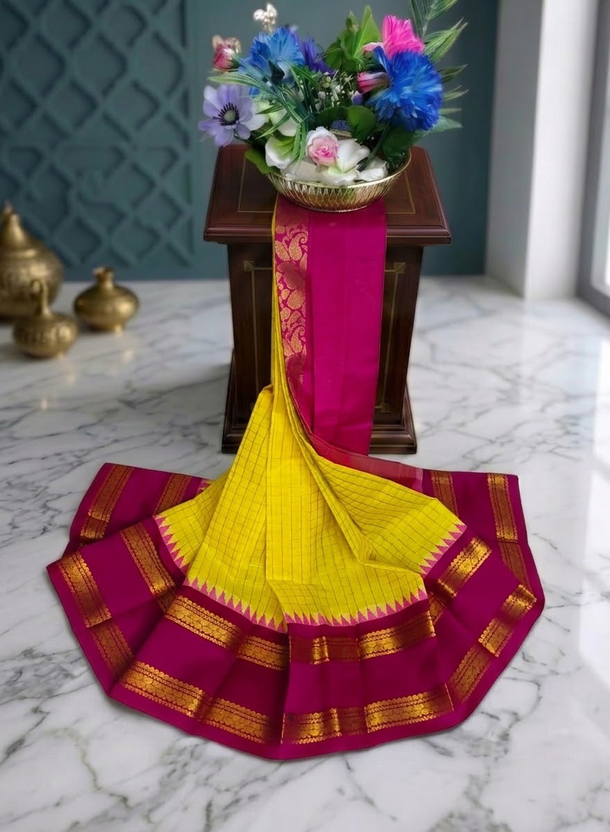 Cotton Korvai checked saree