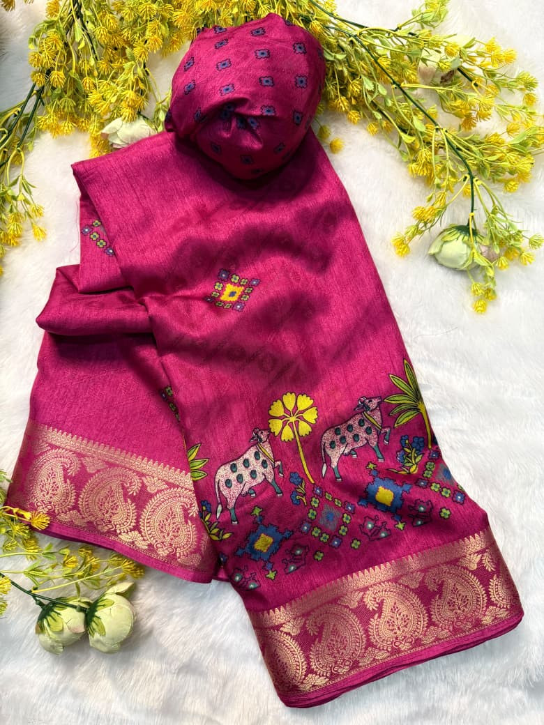 New ajrakh heavy marsh  mellow jequard saree