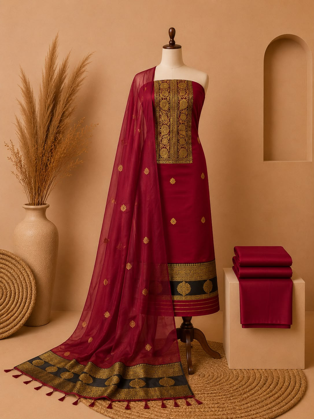 Banarashi cotton silk kurti set