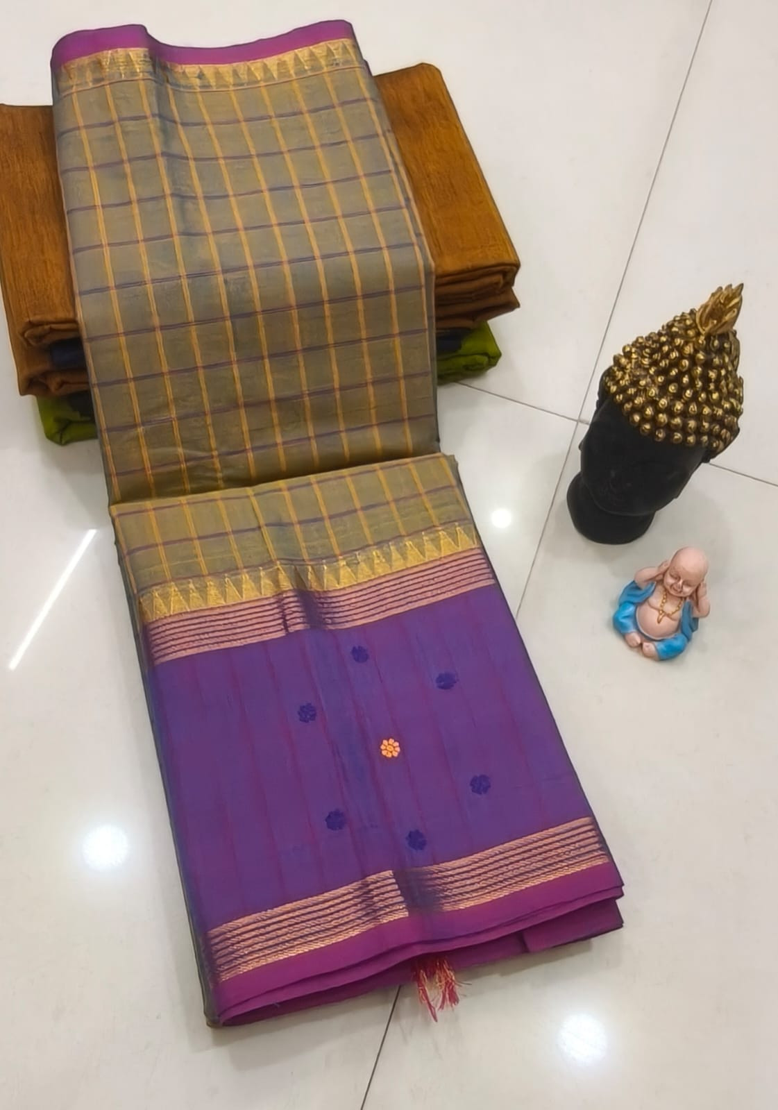 Checked putta cotton saree
