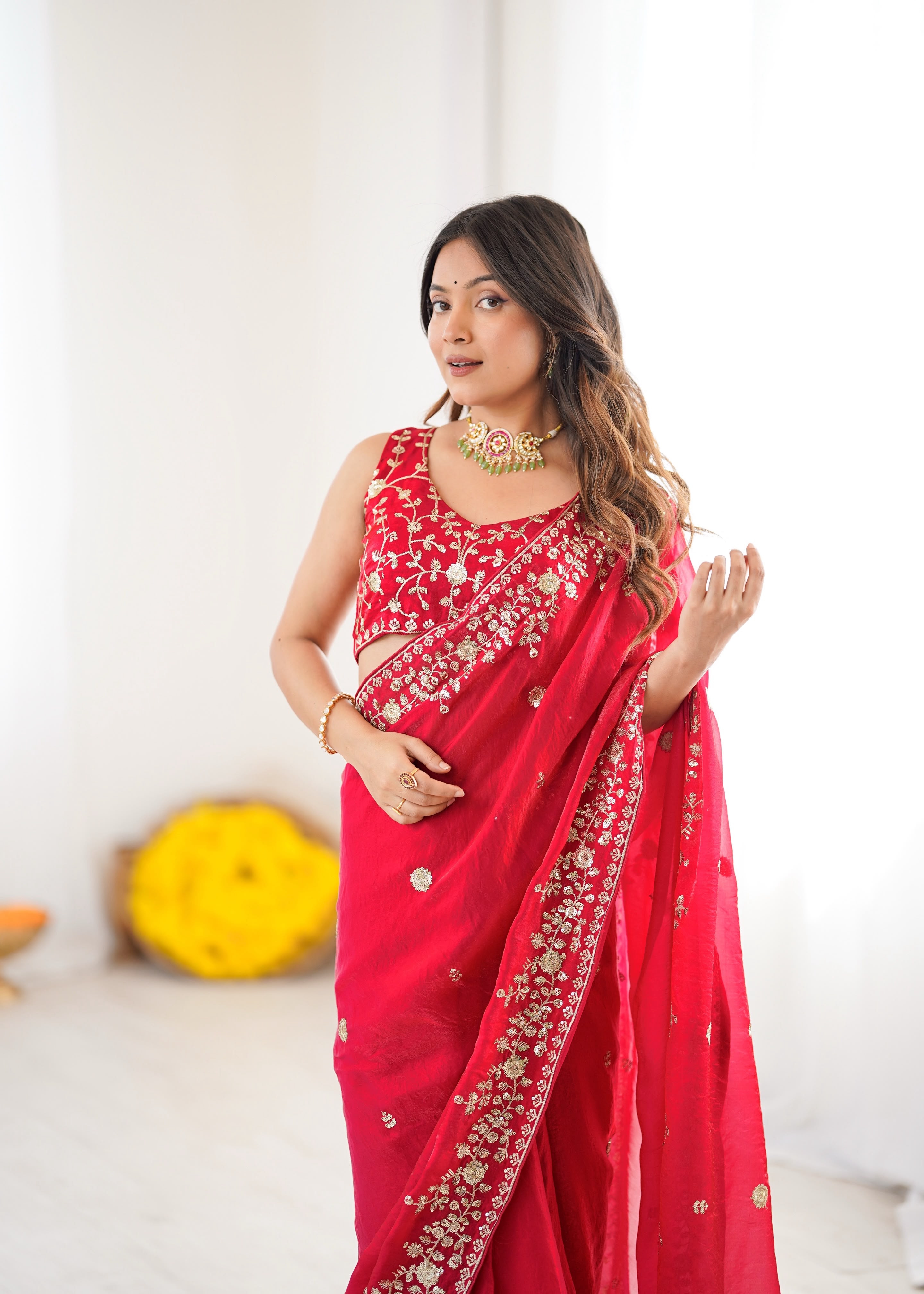 Embroidery sequence saree