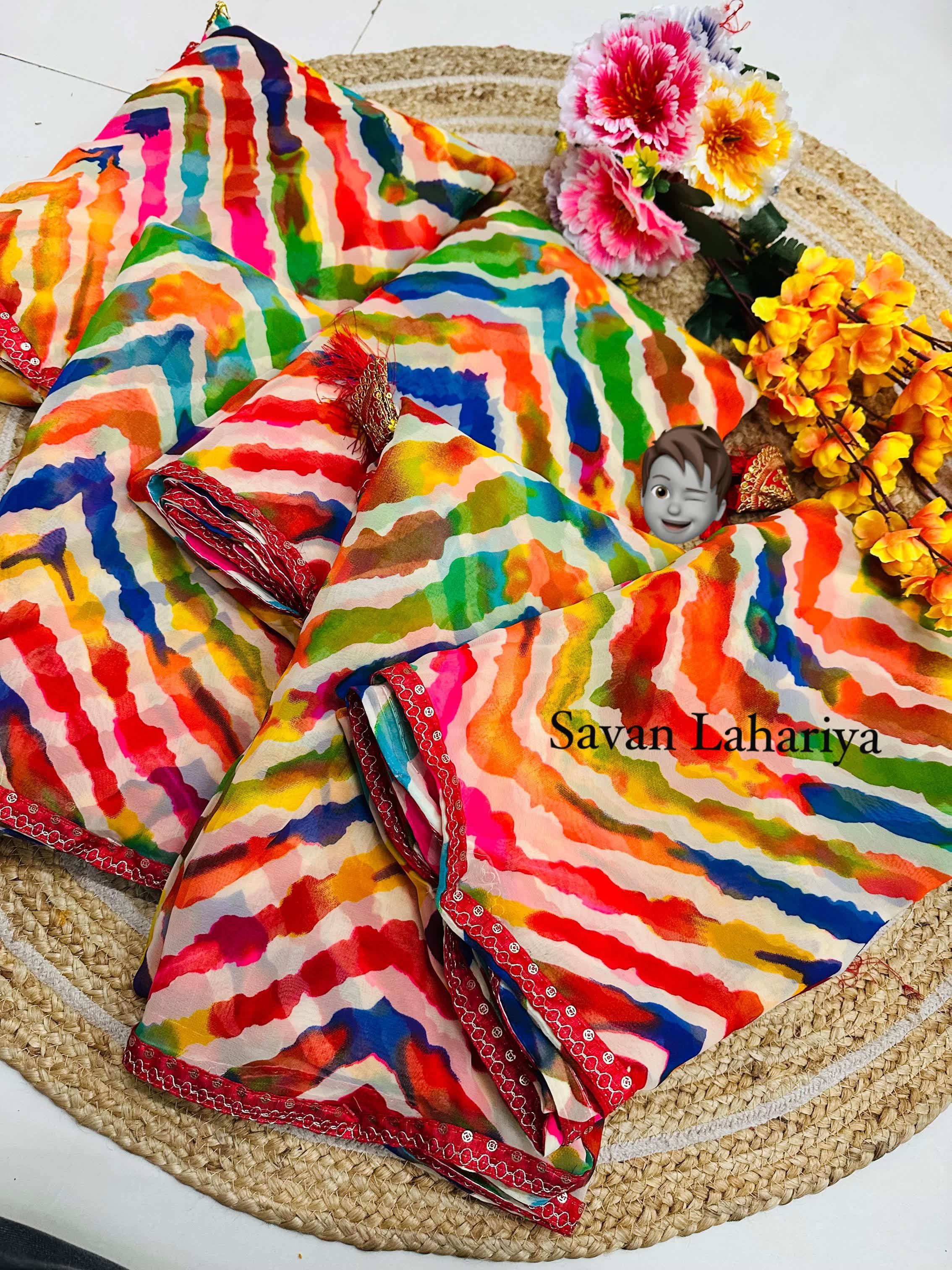 Party Wear Tradition Lehariya SAREE.Banglore Silk Blouse