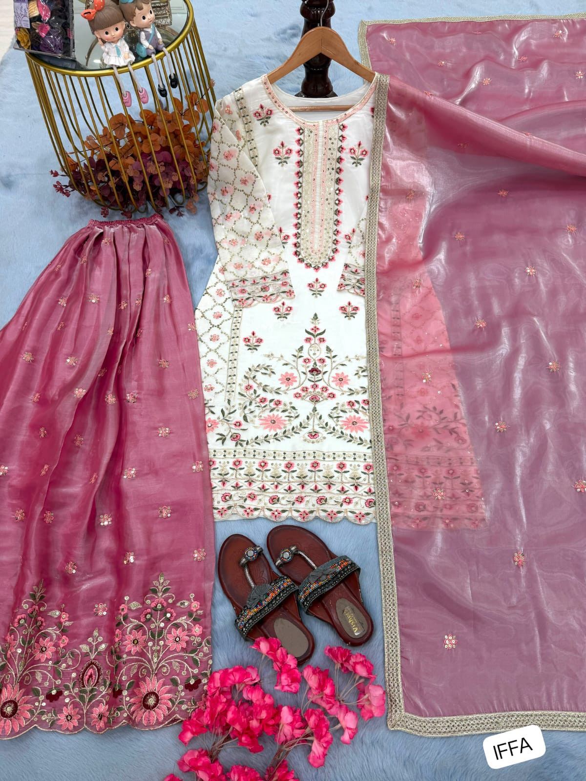 READYMADE TOP, PLAZZO AND DUPATTA SET