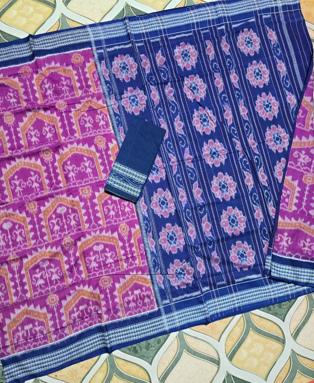 Sambalpuri cotton saree with blouse