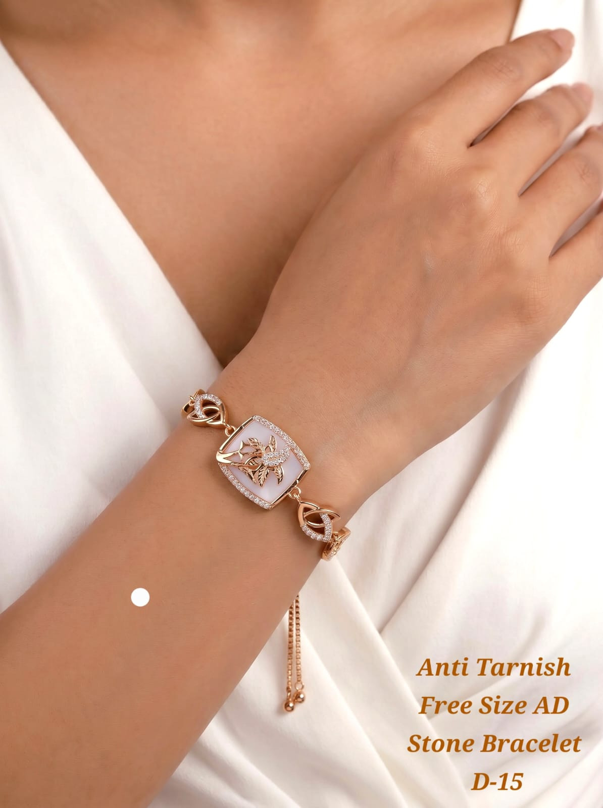 Anti Tarnish free size AD Stone bracelet