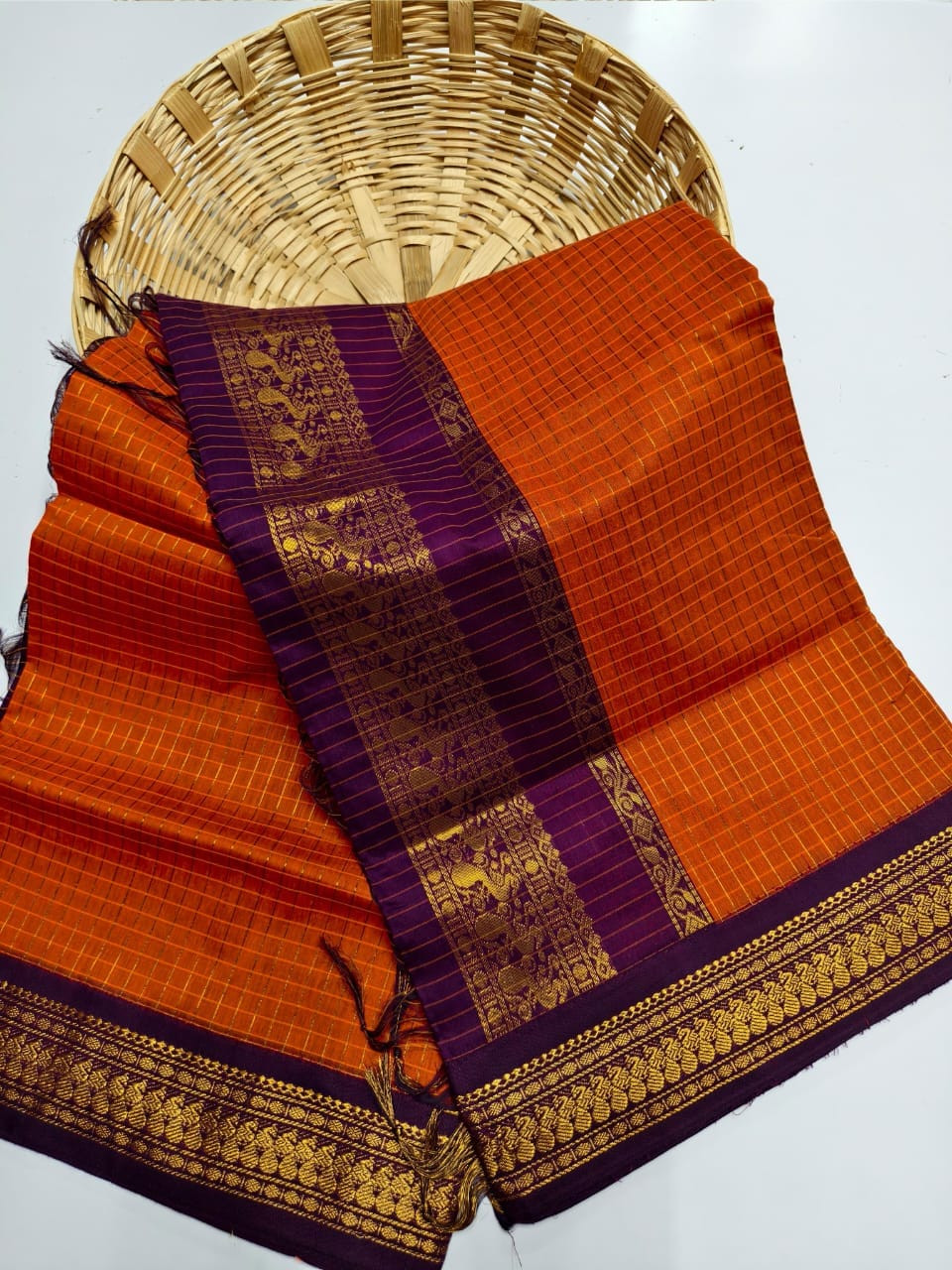 Kalyani cotton checked saree