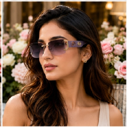 RIMLESS RECTANGLE SUNGLASSES