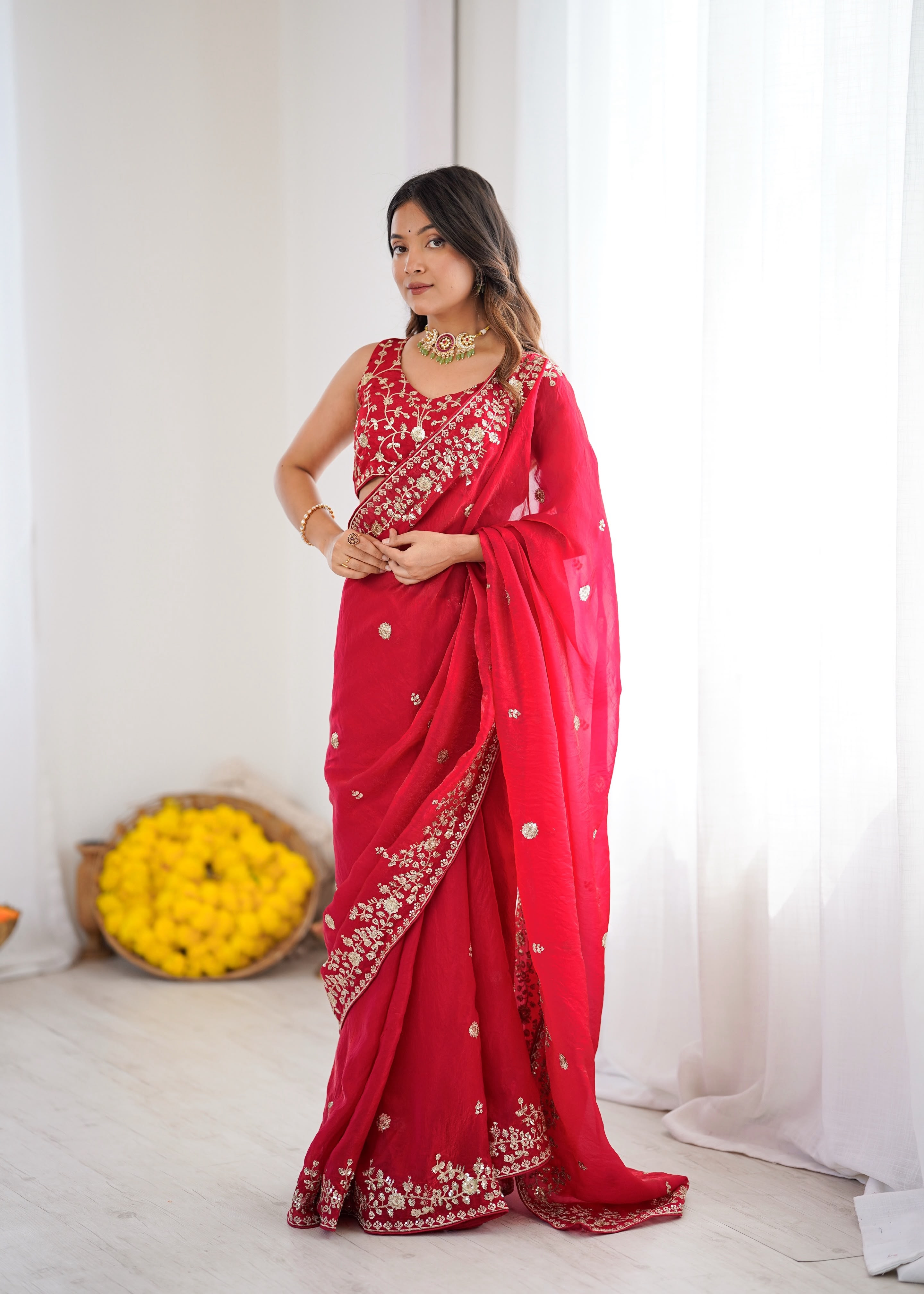Embroidery sequence saree