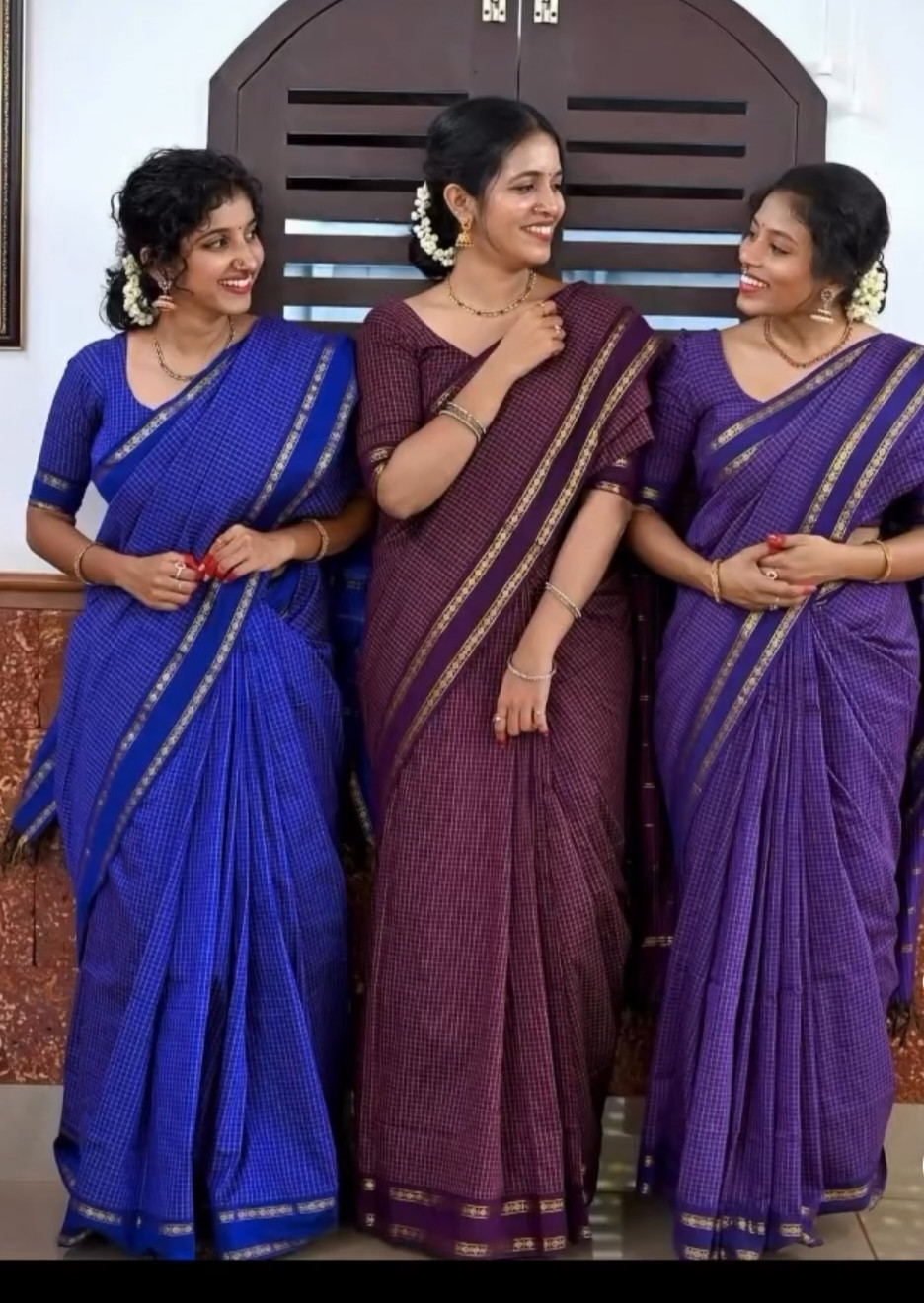 Checked cotton saree