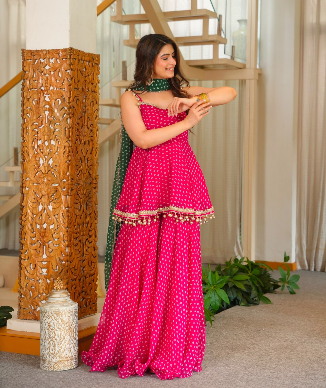 Fancy Bandhej Print Kediya, Plazzo with Pretty Duppata Set