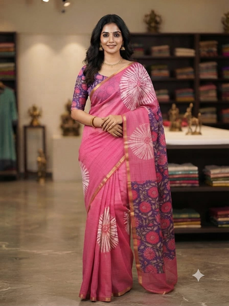 Linen cotton saree