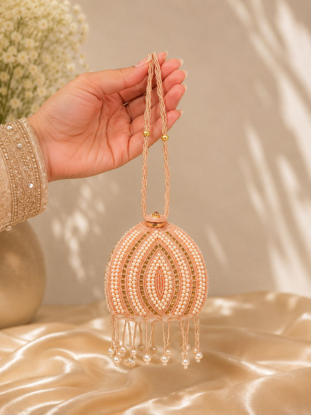 Handcrafted Pearl Beade Potli Bag