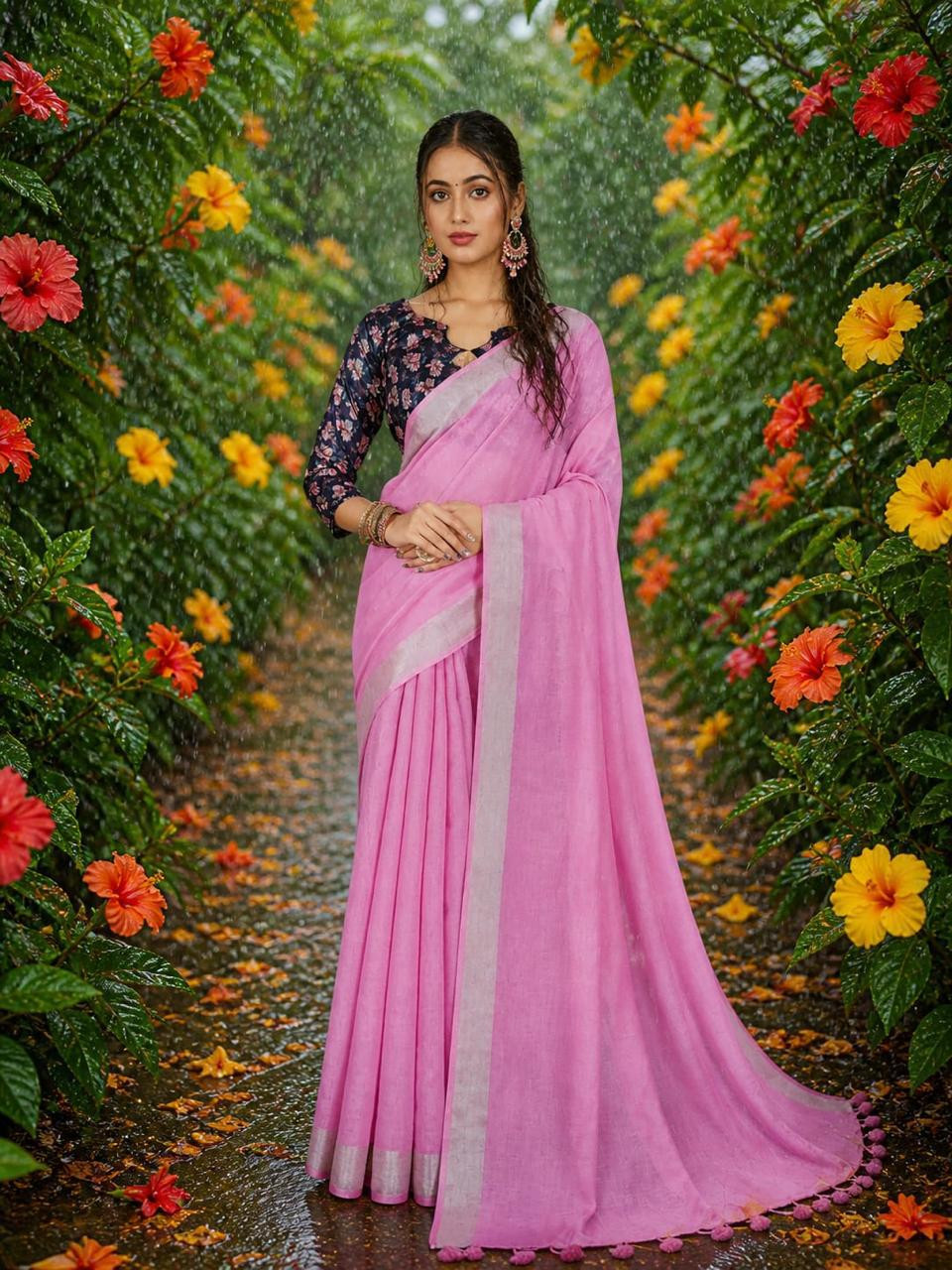 Linen sarees