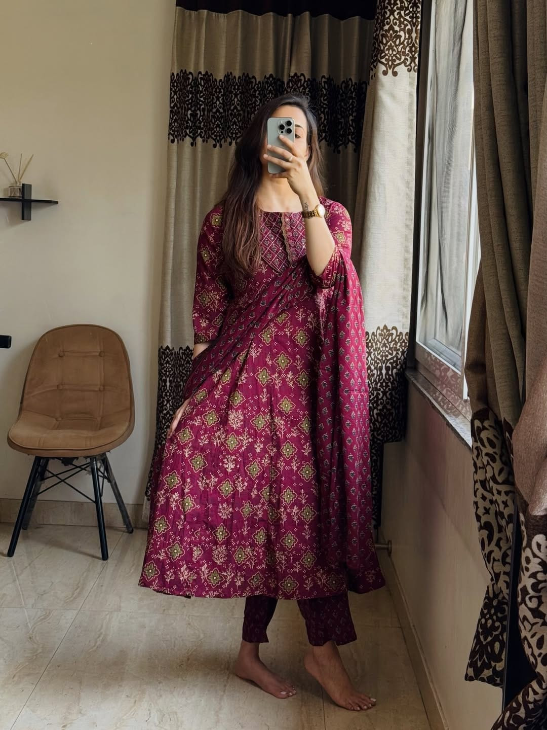 Anarkali cotton kurta set