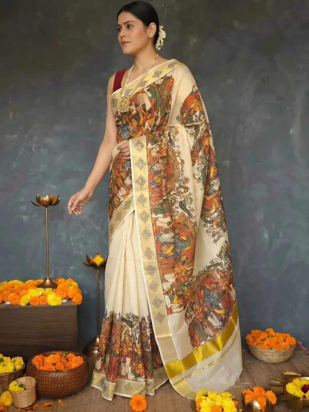 ONAM SPECIAL – SITA RAMA KALYANAM MURAL PRINT SAREE