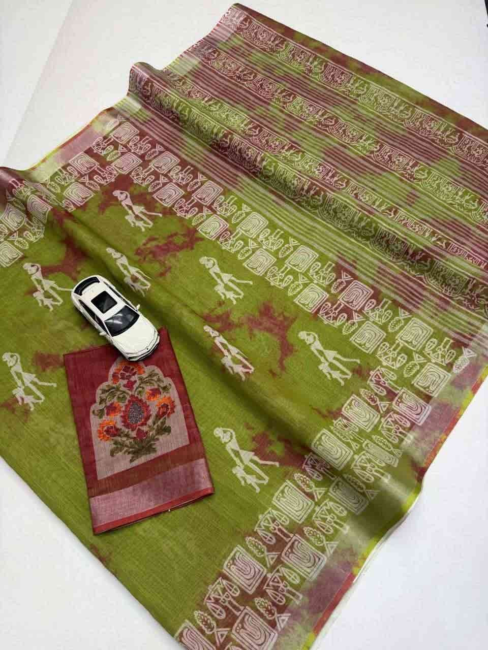 Digital print patta saree
