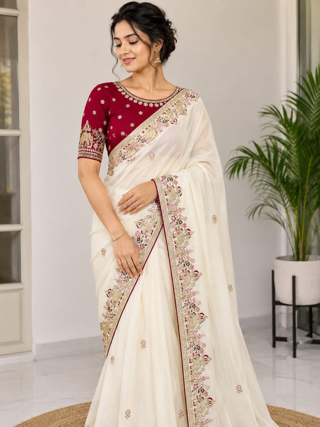 Embroidered Designer Saree with blouse