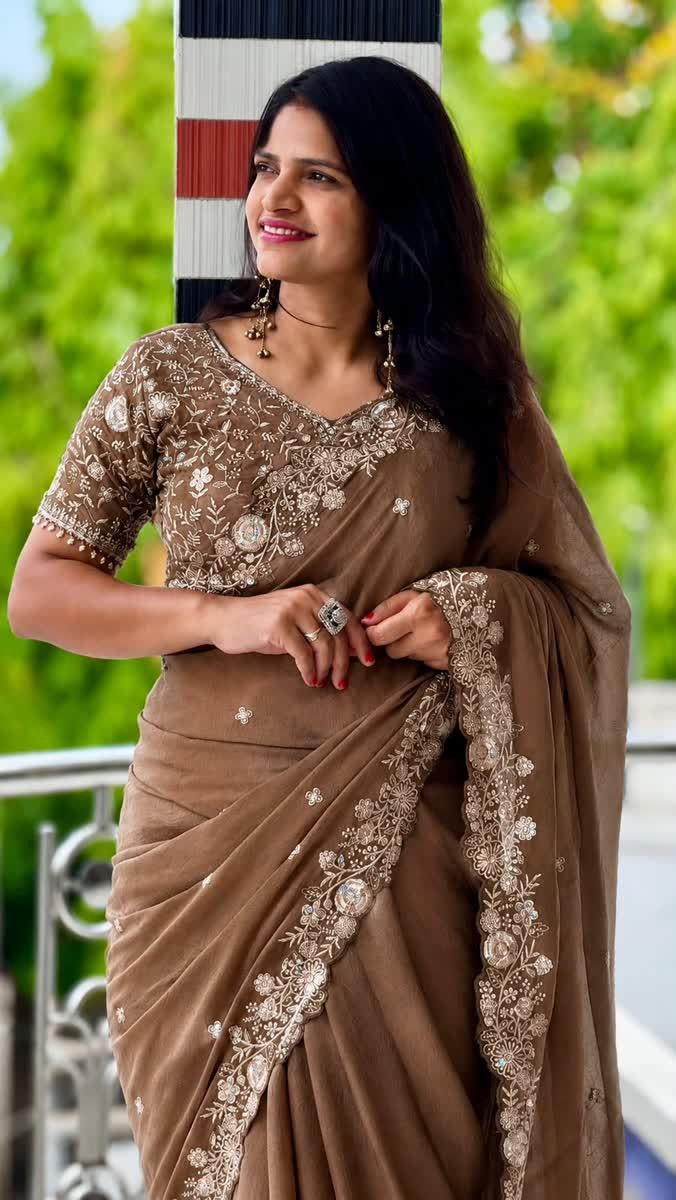 Rangoli Crush Sequence Work Saree With Sequence worked
