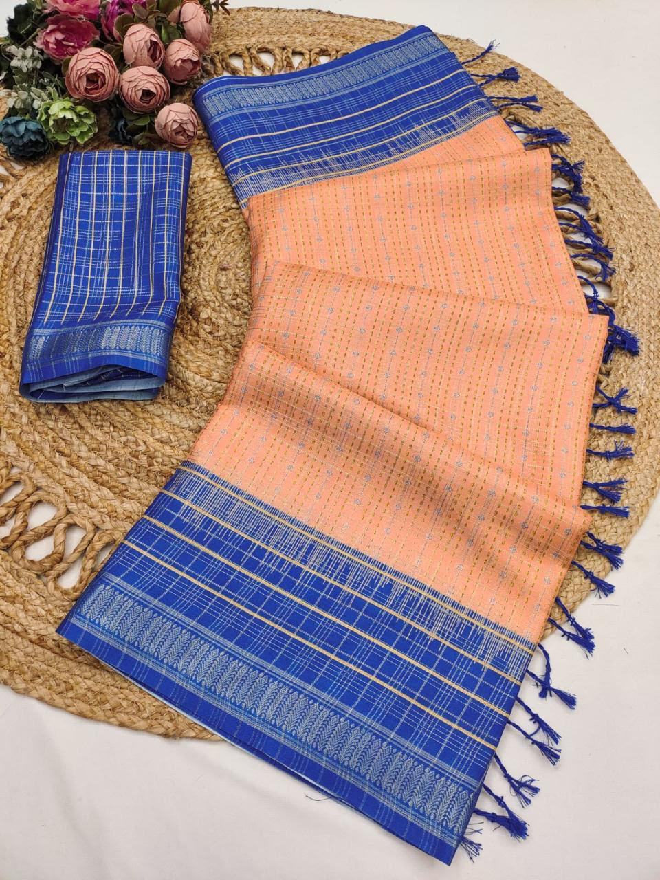 Tussar  silk cotton saree
