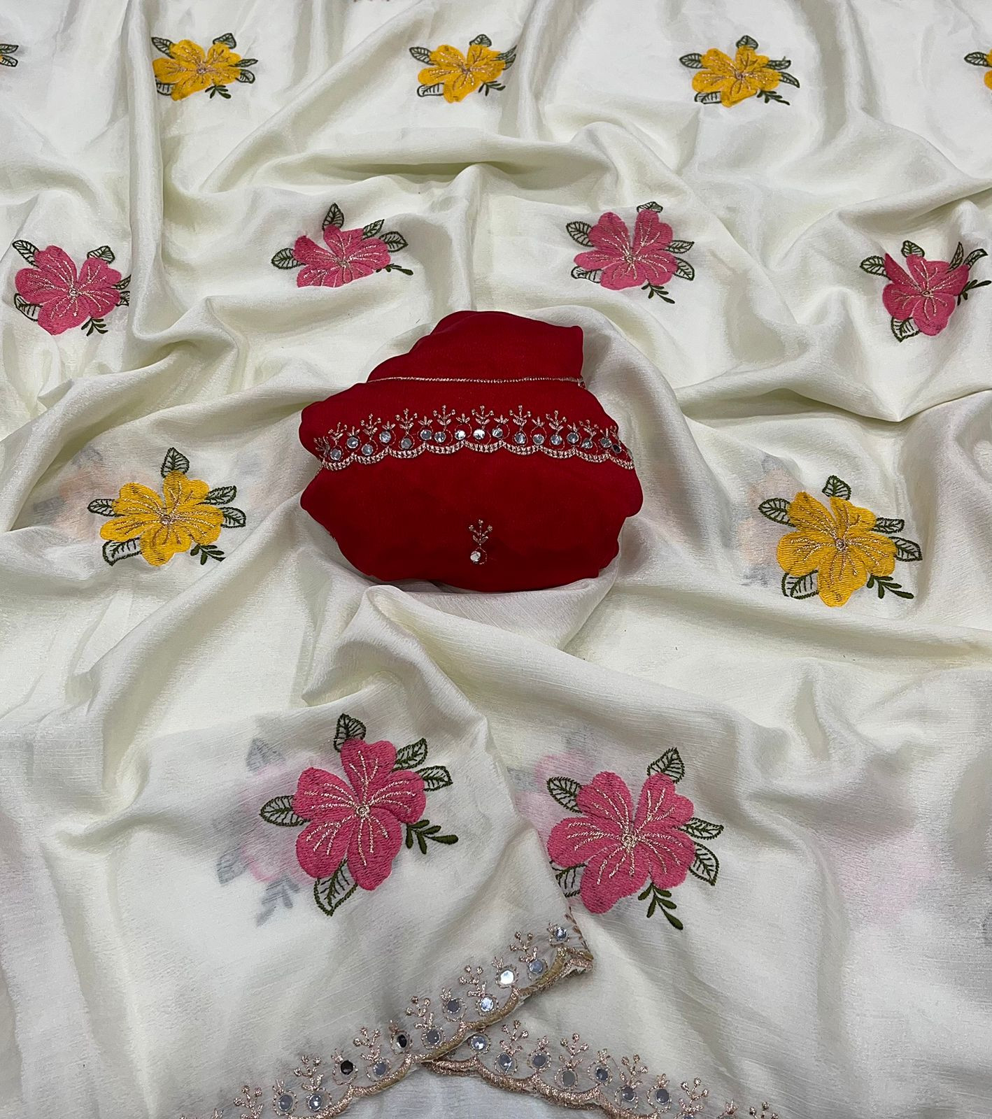 Soft Chinon silk sarees