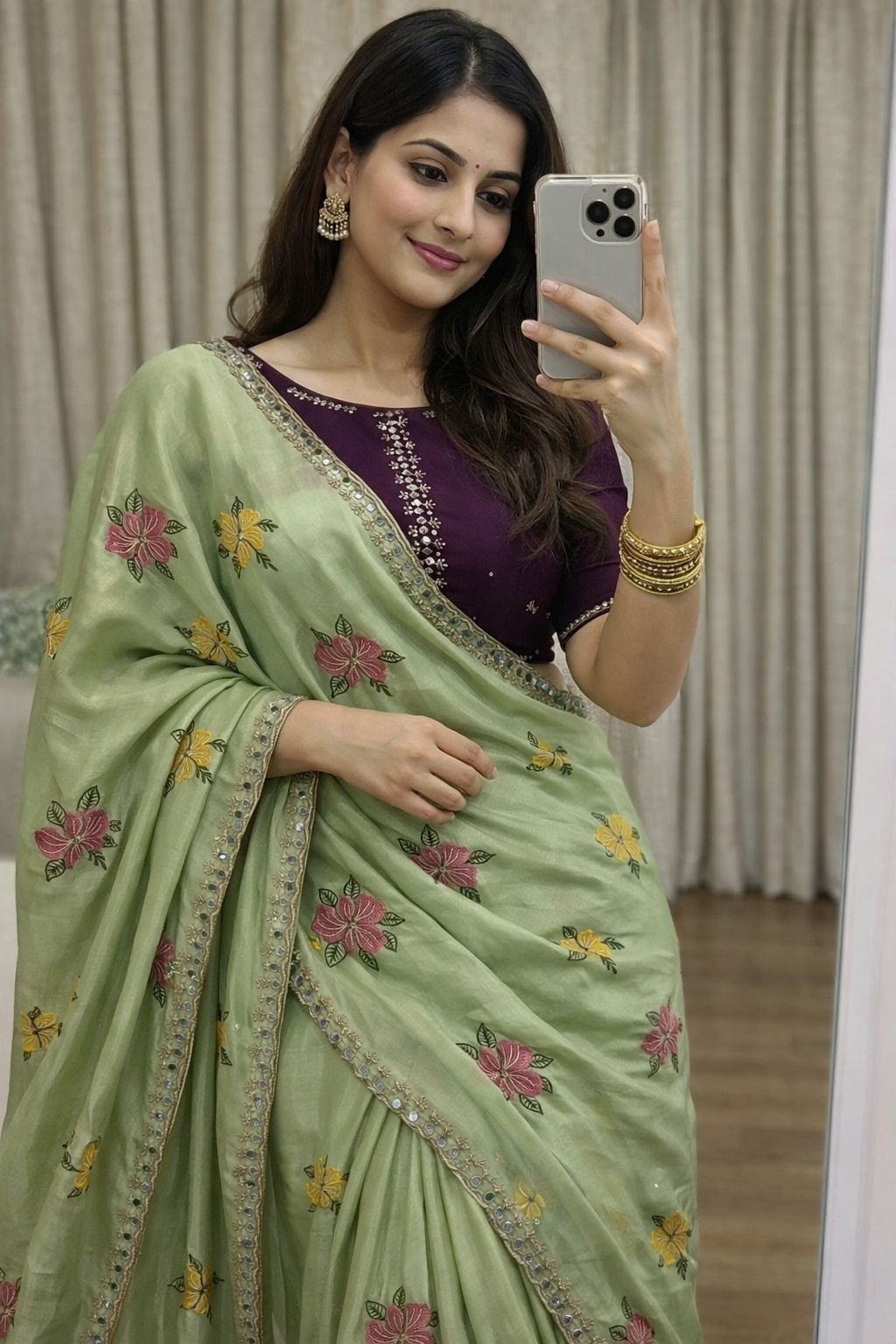 Soft Chinon silk sarees