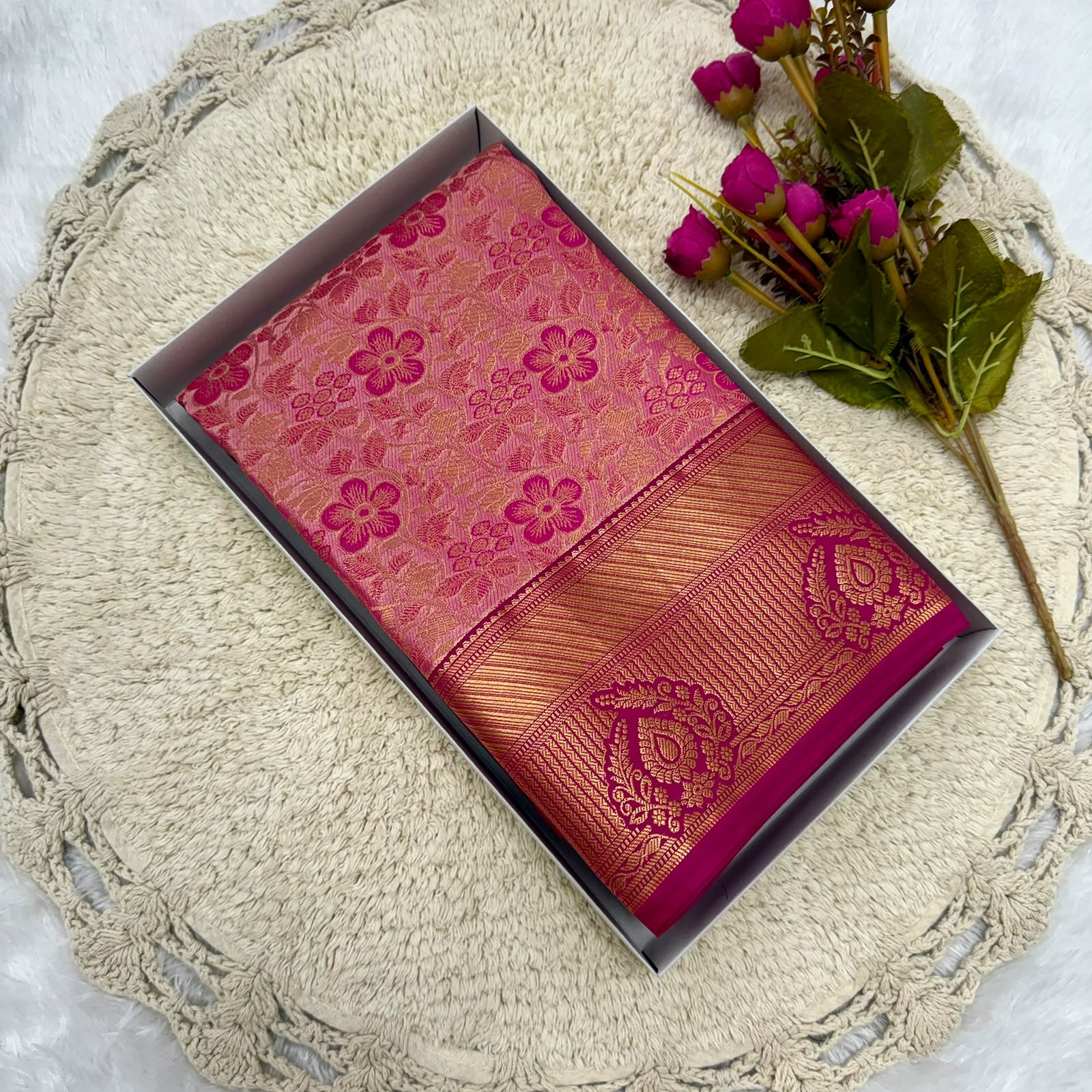 Copper and zari Sarees
