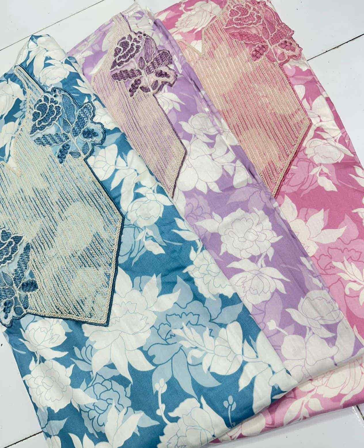 Satin cotton printed suit set