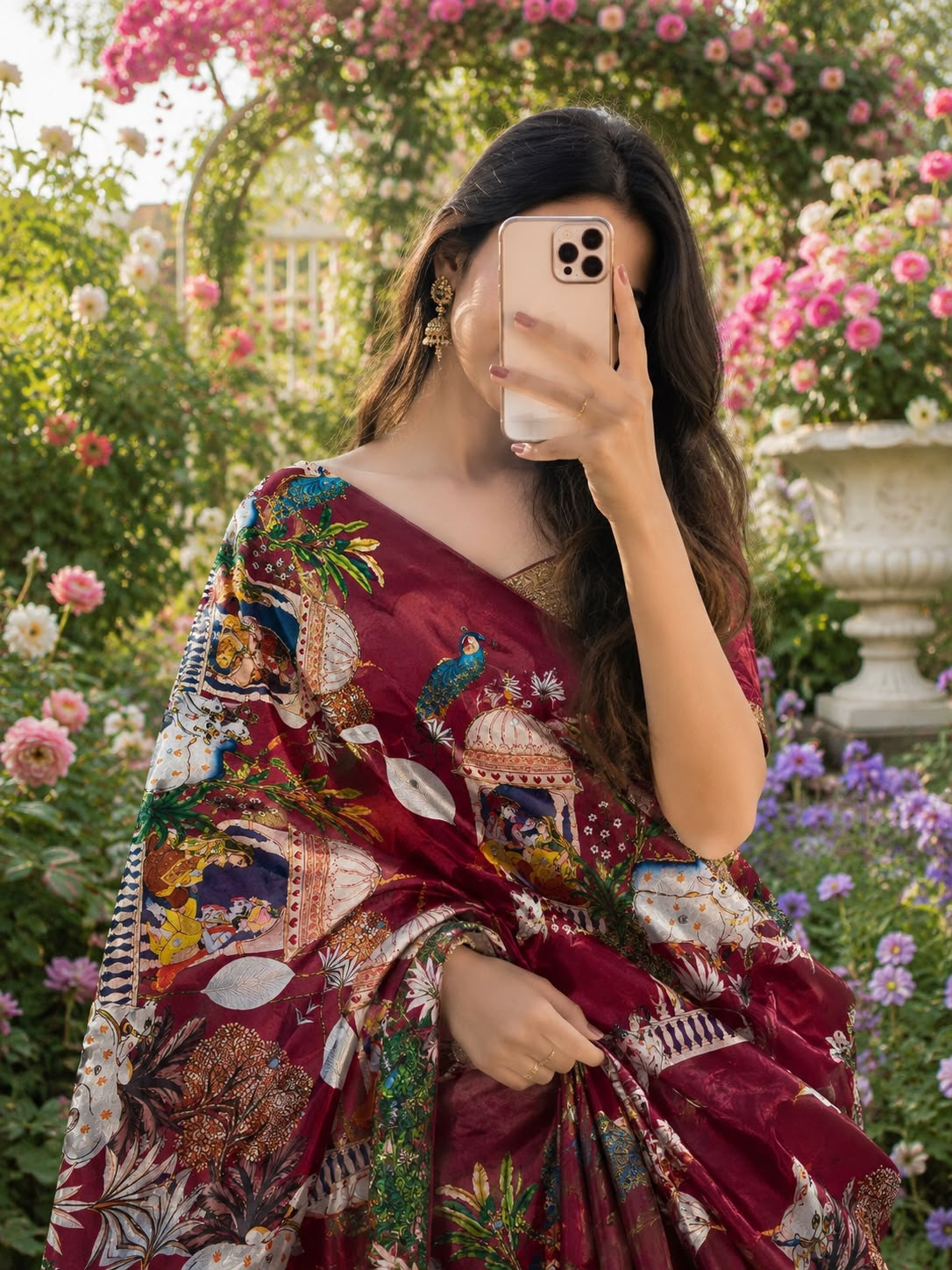 Soft chinon digital printed saree