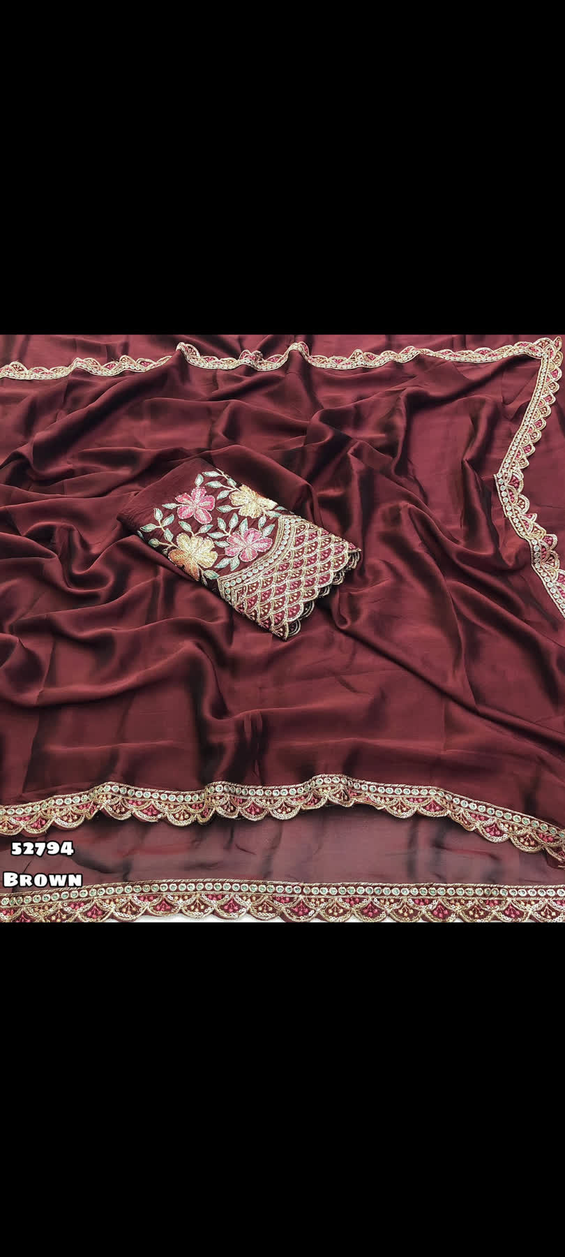 RANGOLI Georgette Saree Multi-Lace Border Detailing