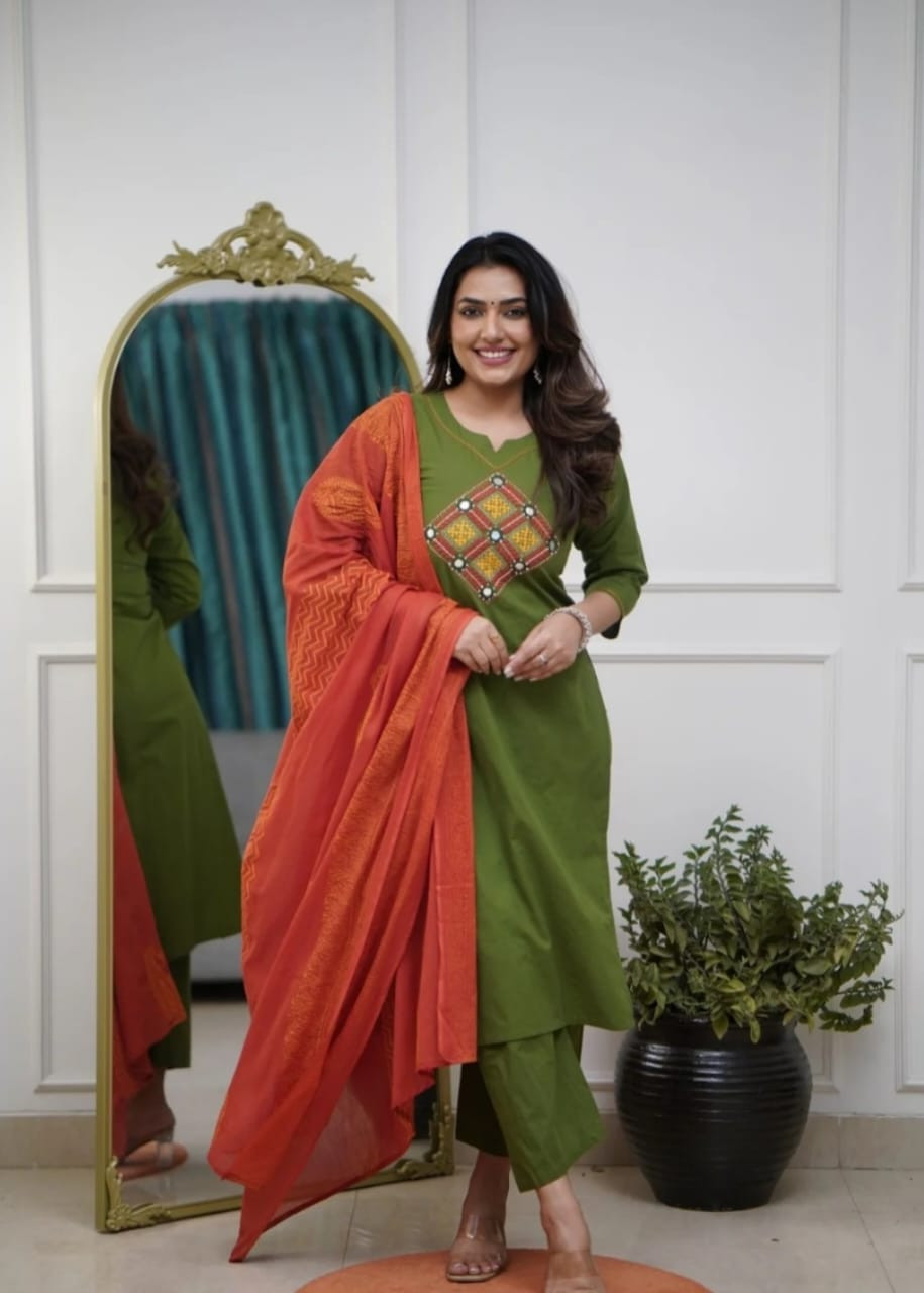 Cotton kurta pant with dupatta