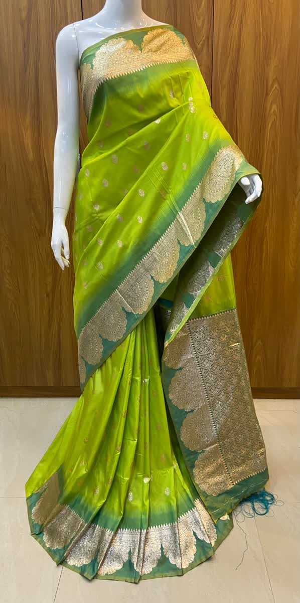 Paithani pure silk fabric with zari weaving contrast colour blouse