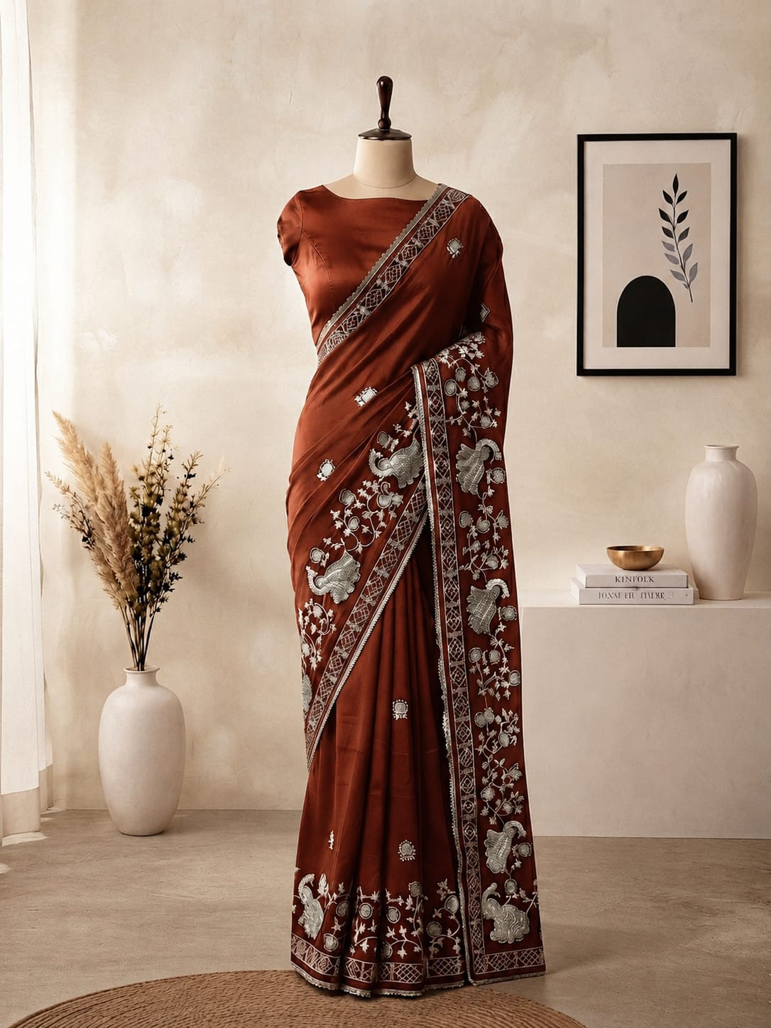 Chiffon Fabric Beautiful Designer Ribbon & Mor Work saree