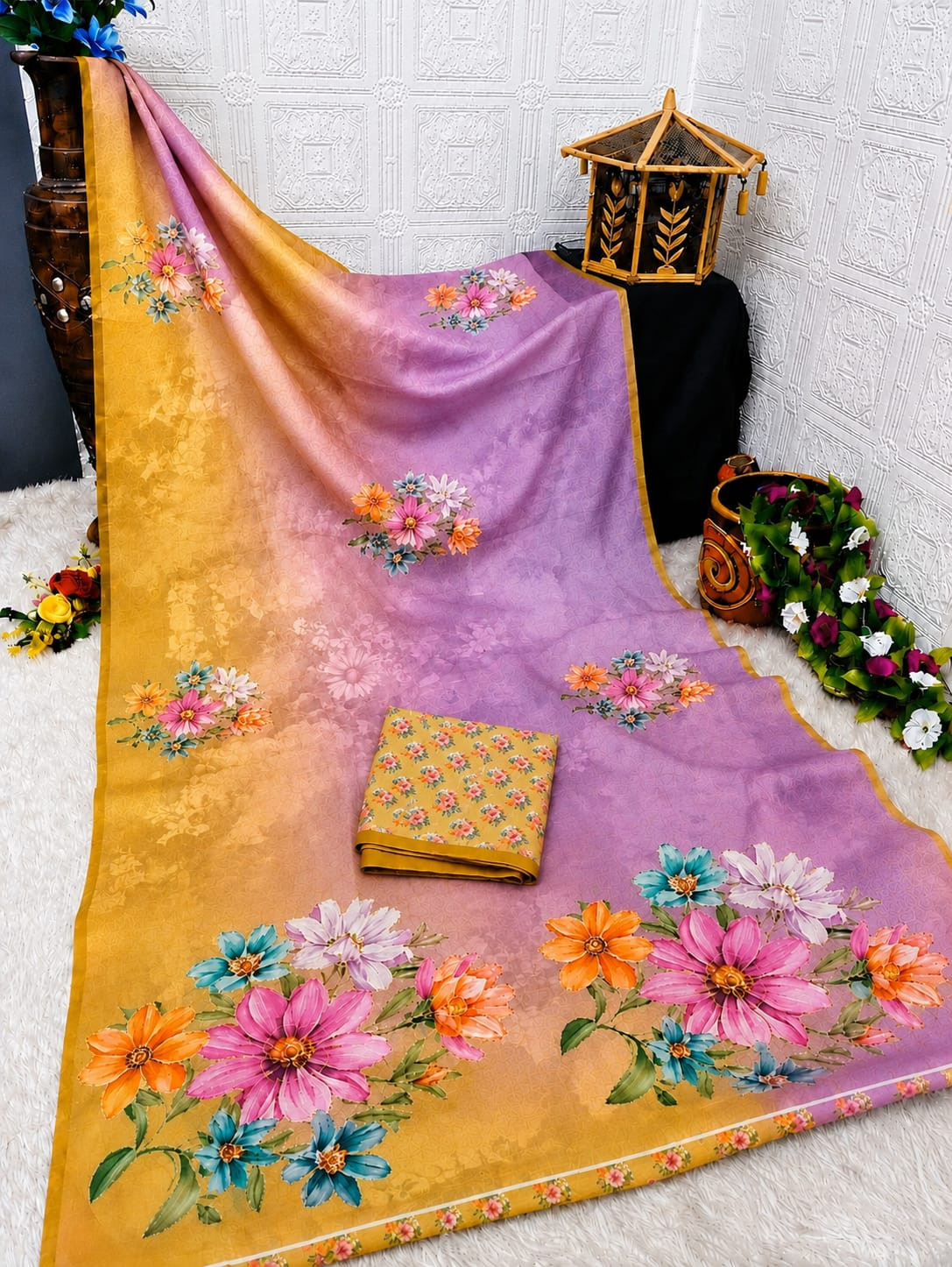 Tissue lilen saree